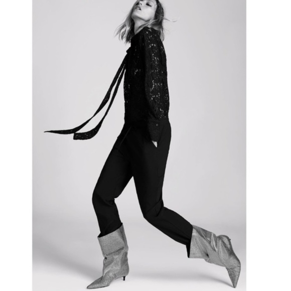 💎 Zara Heeled Sparkly Boots "Silver" NWT 💎 - Picture 16 of 17